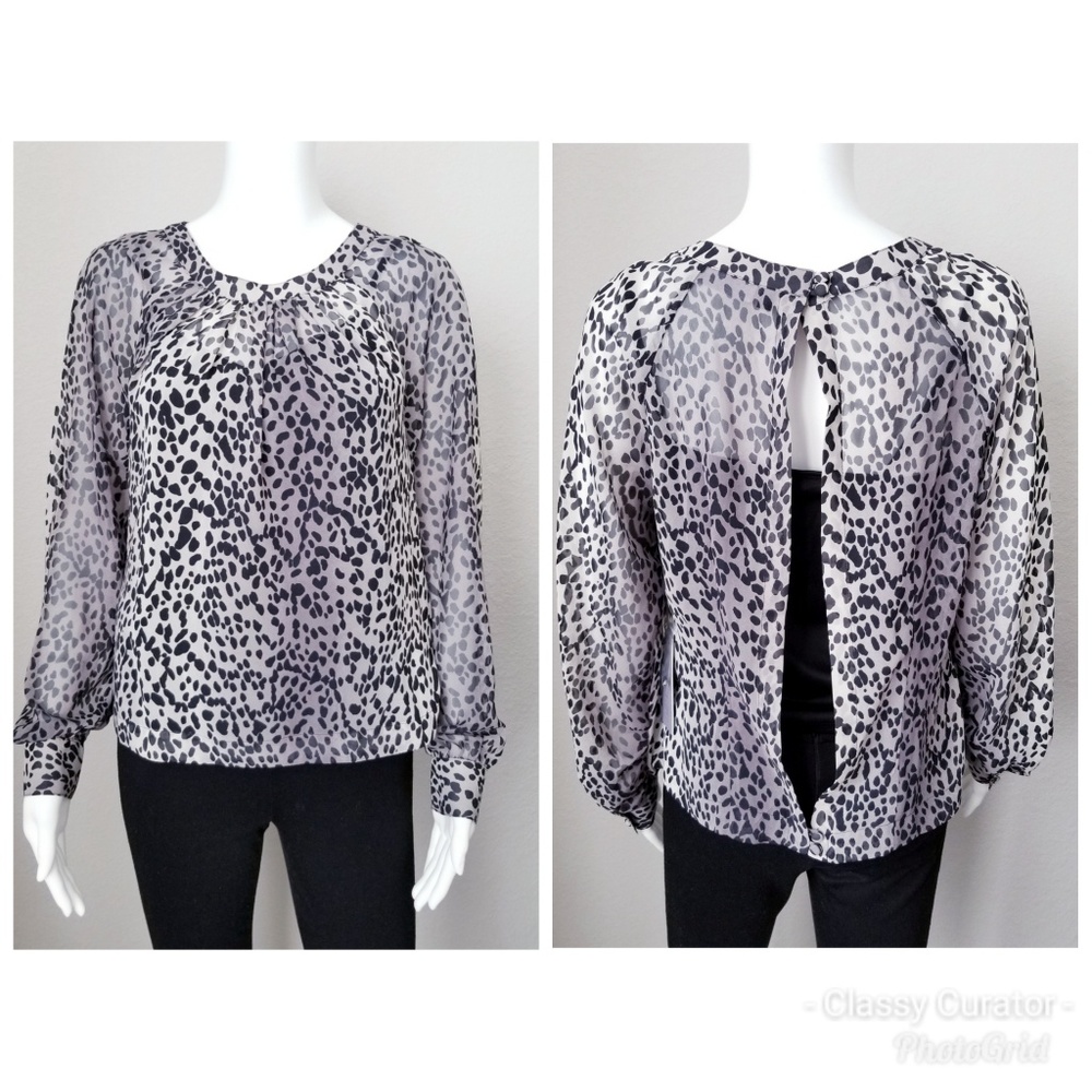 NWT open back sheer cheetah print blouse